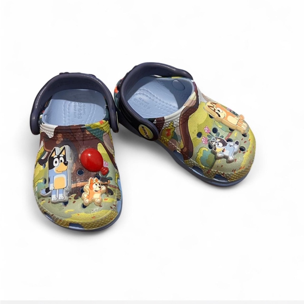 CROCS Kids Sandals with Cartoon Design - Blue and Green
